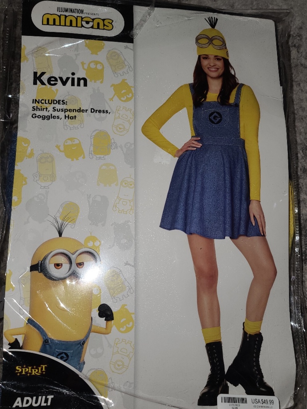 Adult Kevin Dress Costume - Minions size 12/14 Large NWOT
